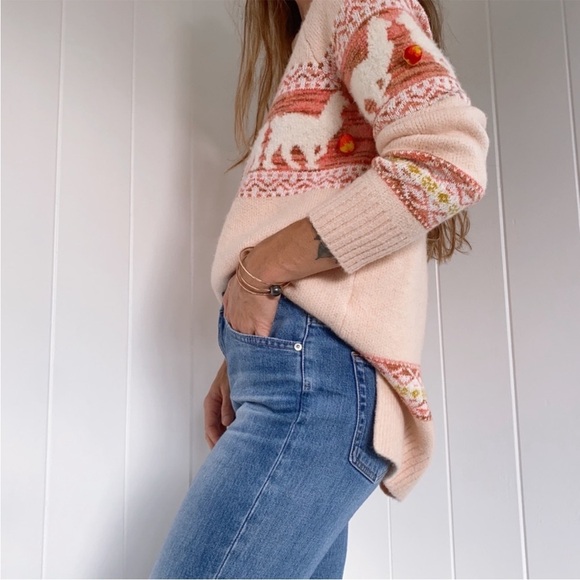 Anthropologie Aimee Alpaca Pompom Blush Pink Peach Mock Neck Sweater Sz XS - Picture 2 of 16